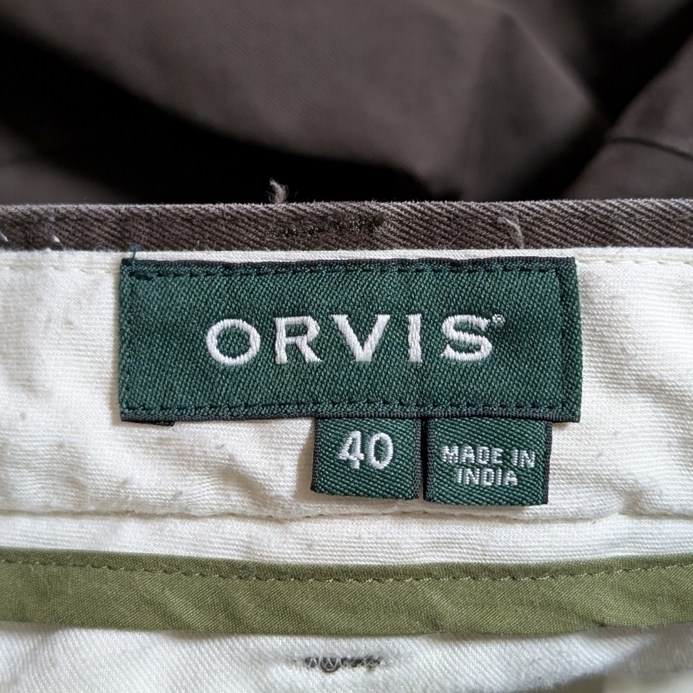 Orvis Mens Pants Brown Ultimate Khakis Pleated Cotton Size 40x29 - Picture 3 of 4